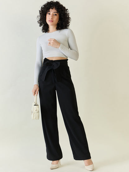 Flowing Tie-Waist Palazzo Trousers