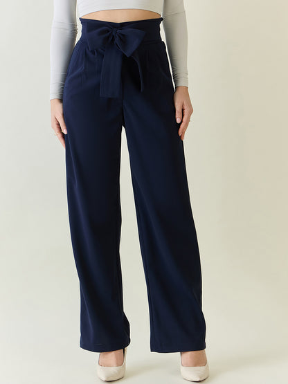 Flowing Tie-Waist Palazzo Trousers