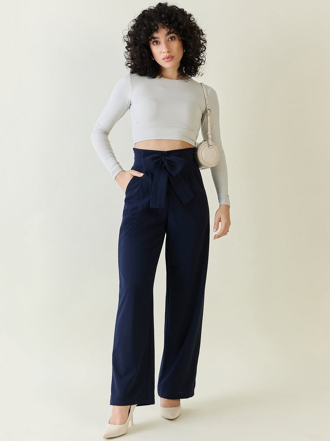 Flowing Tie-Waist Palazzo Trousers
