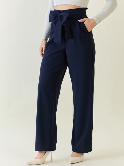 Flowing Tie-Waist Palazzo Trousers