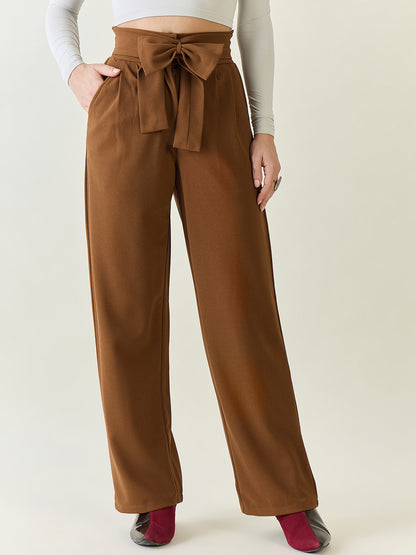Flowing Tie-Waist Palazzo Trousers