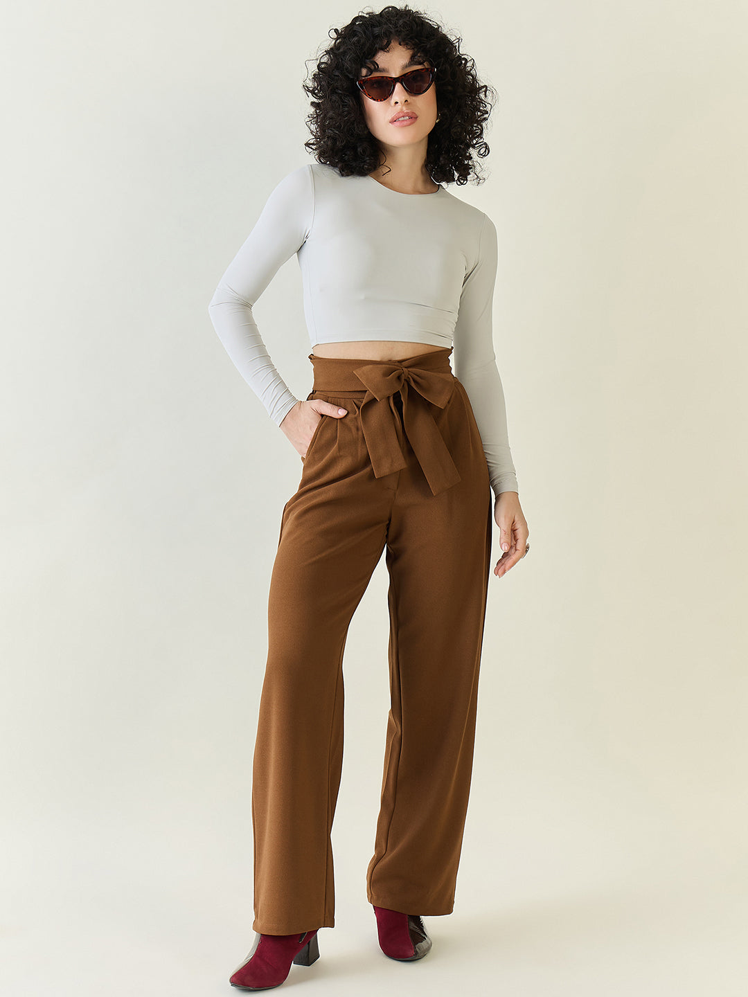 Flowing Tie-Waist Palazzo Trousers