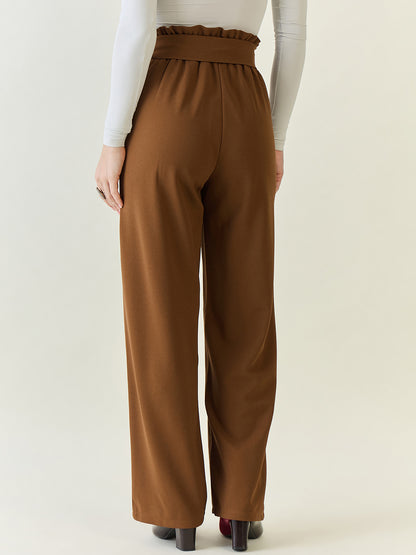 Flowing Tie-Waist Palazzo Trousers