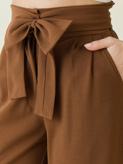 Flowing Tie-Waist Palazzo Trousers