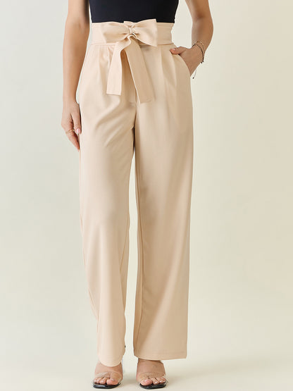 Flowing Tie-Waist Palazzo Trousers