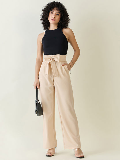 Flowing Tie-Waist Palazzo Trousers