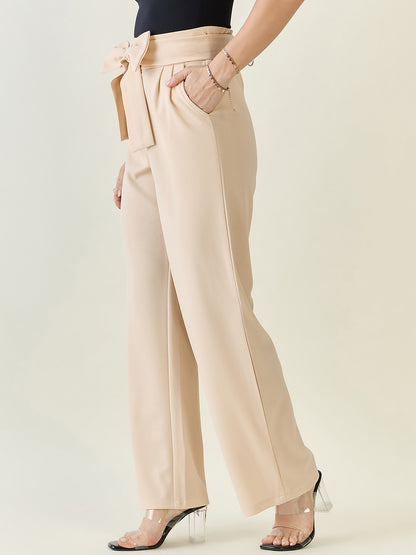 Flowing Tie-Waist Palazzo Trousers