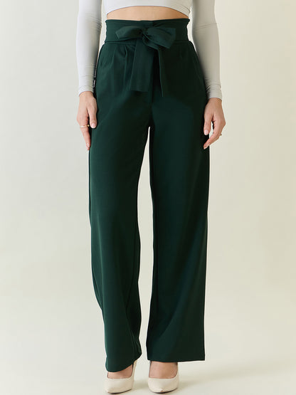 Flowing Tie-Waist Palazzo Trousers
