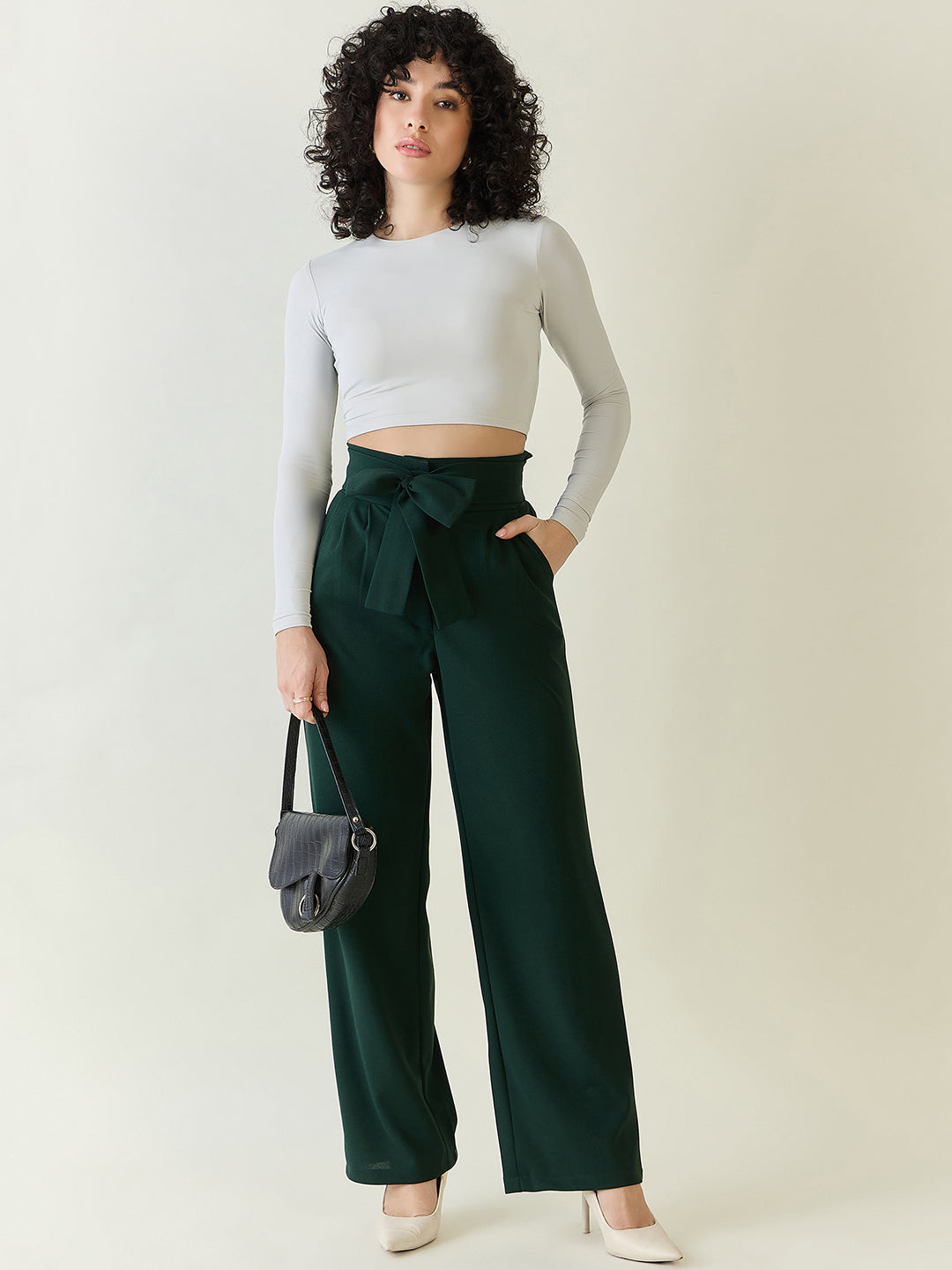 Flowing Tie-Waist Palazzo Trousers