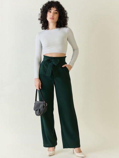 Flowing Tie-Waist Palazzo Trousers