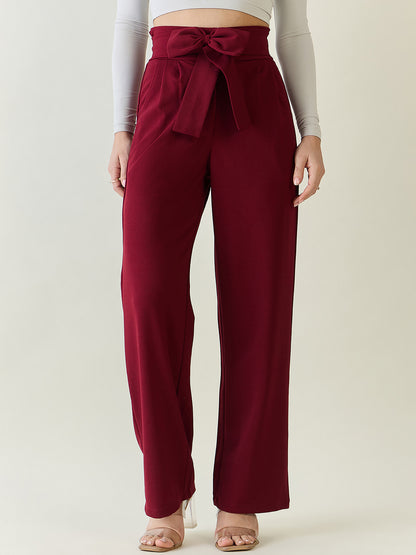 Flowing Tie-Waist Palazzo Trousers