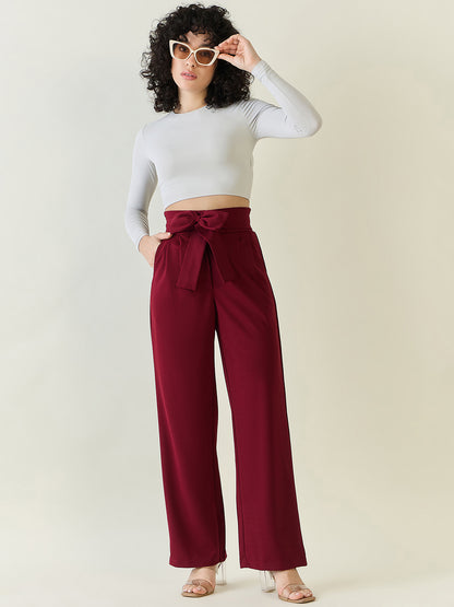 Flowing Tie-Waist Palazzo Trousers