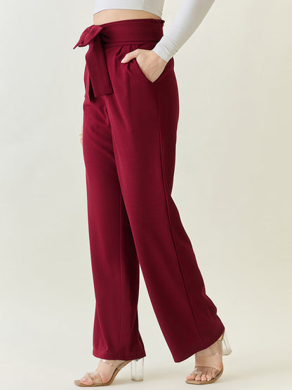 Flowing Tie-Waist Palazzo Trousers