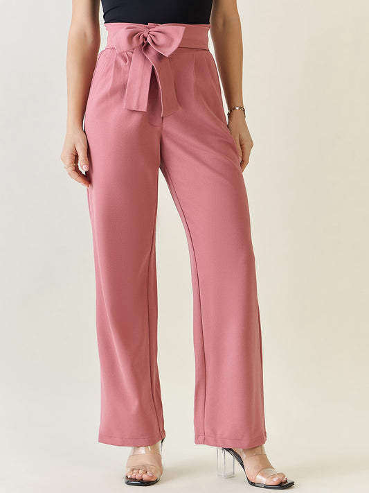 Flowing Tie-Waist Palazzo Trousers