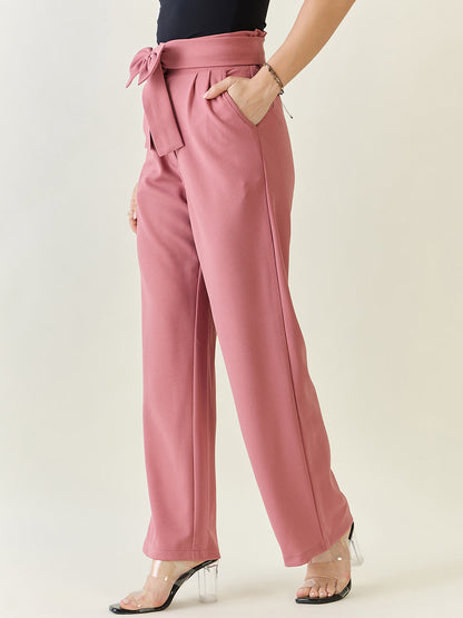 Flowing Tie-Waist Palazzo Trousers