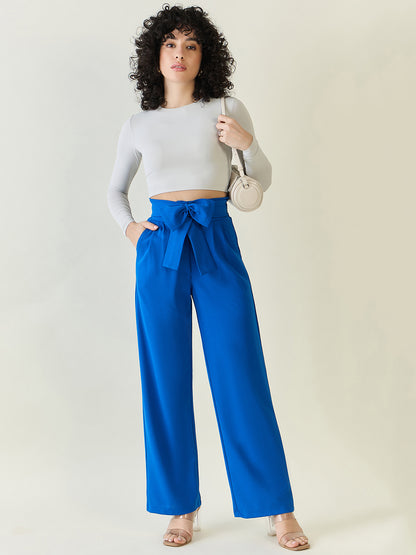 Flowing Tie-Waist Palazzo Trousers