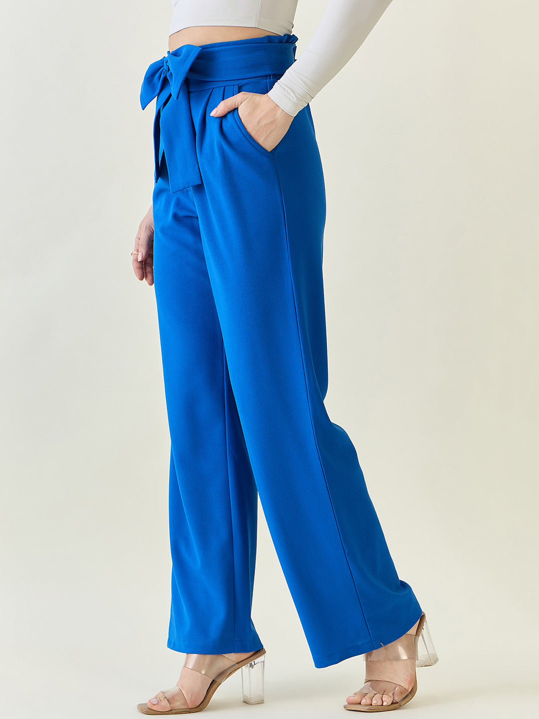 Flowing Tie-Waist Palazzo Trousers