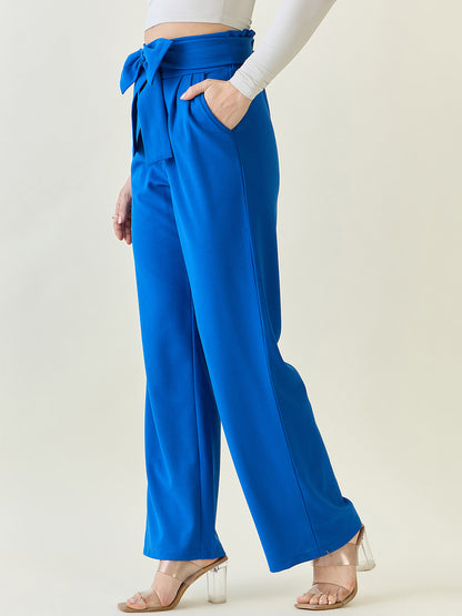 Flowing Tie-Waist Palazzo Trousers
