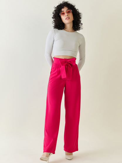Flowing Tie-Waist Palazzo Trousers
