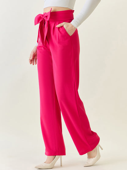 Flowing Tie-Waist Palazzo Trousers