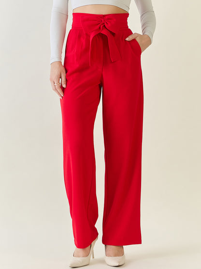 Flowing Tie-Waist Palazzo Trousers