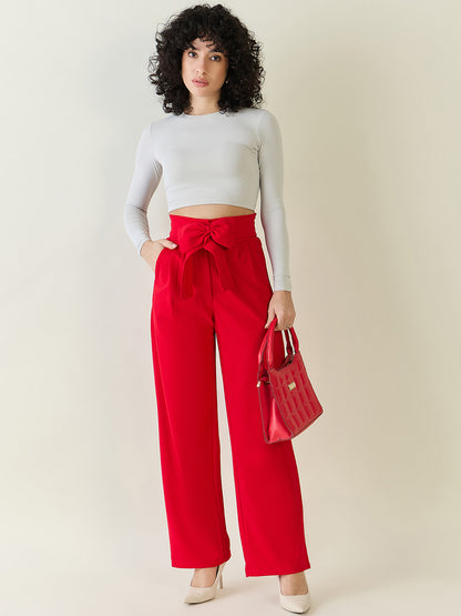 Flowing Tie-Waist Palazzo Trousers