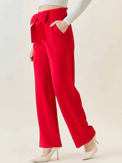 Flowing Tie-Waist Palazzo Trousers