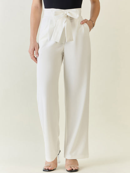 Flowing Tie-Waist Palazzo Trousers