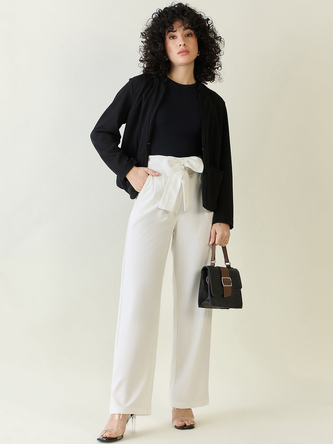 Flowing Tie-Waist Palazzo Trousers