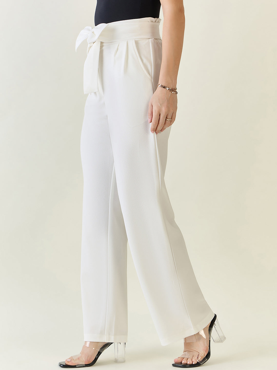 Flowing Tie-Waist Palazzo Trousers