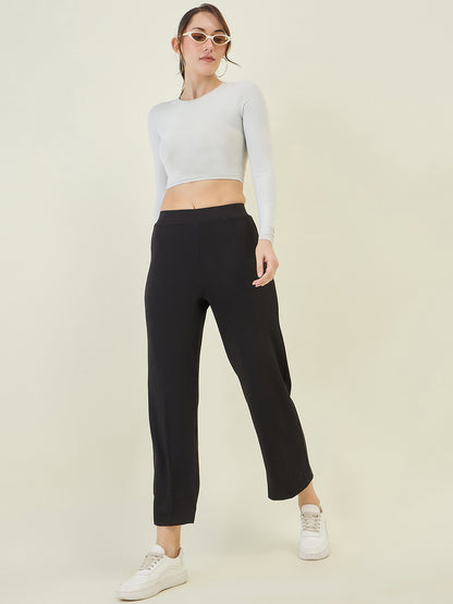 High-Rise Flared Ankle Trousers