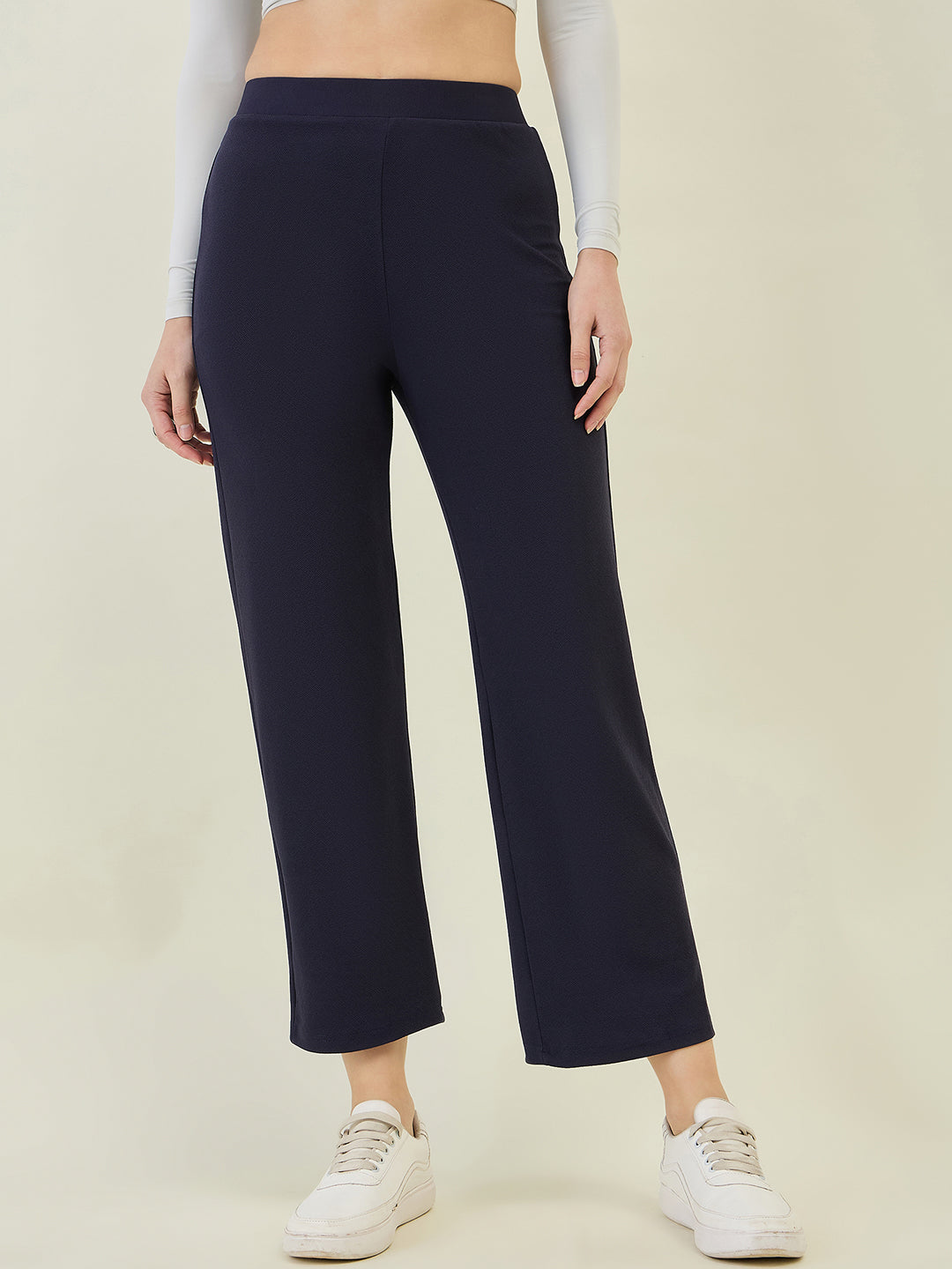 High-Rise Flared Ankle Trousers
