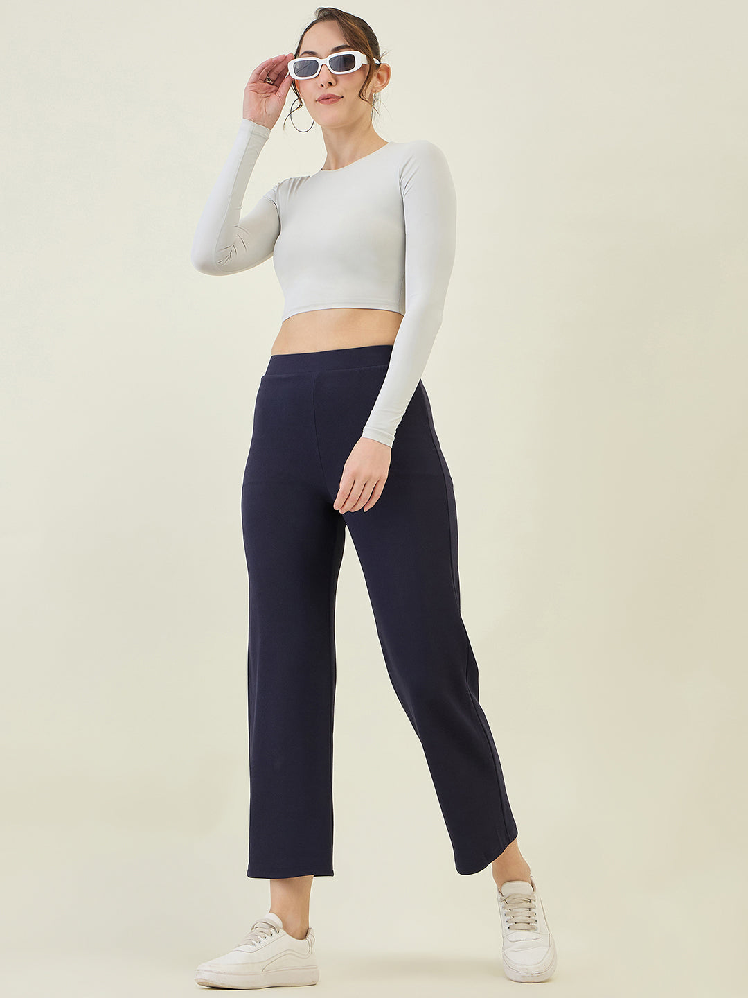 High-Rise Flared Ankle Trousers