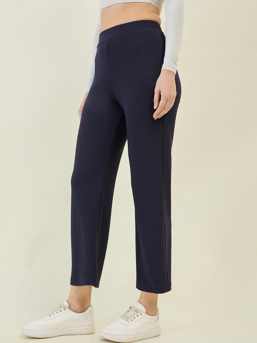High-Rise Flared Ankle Trousers