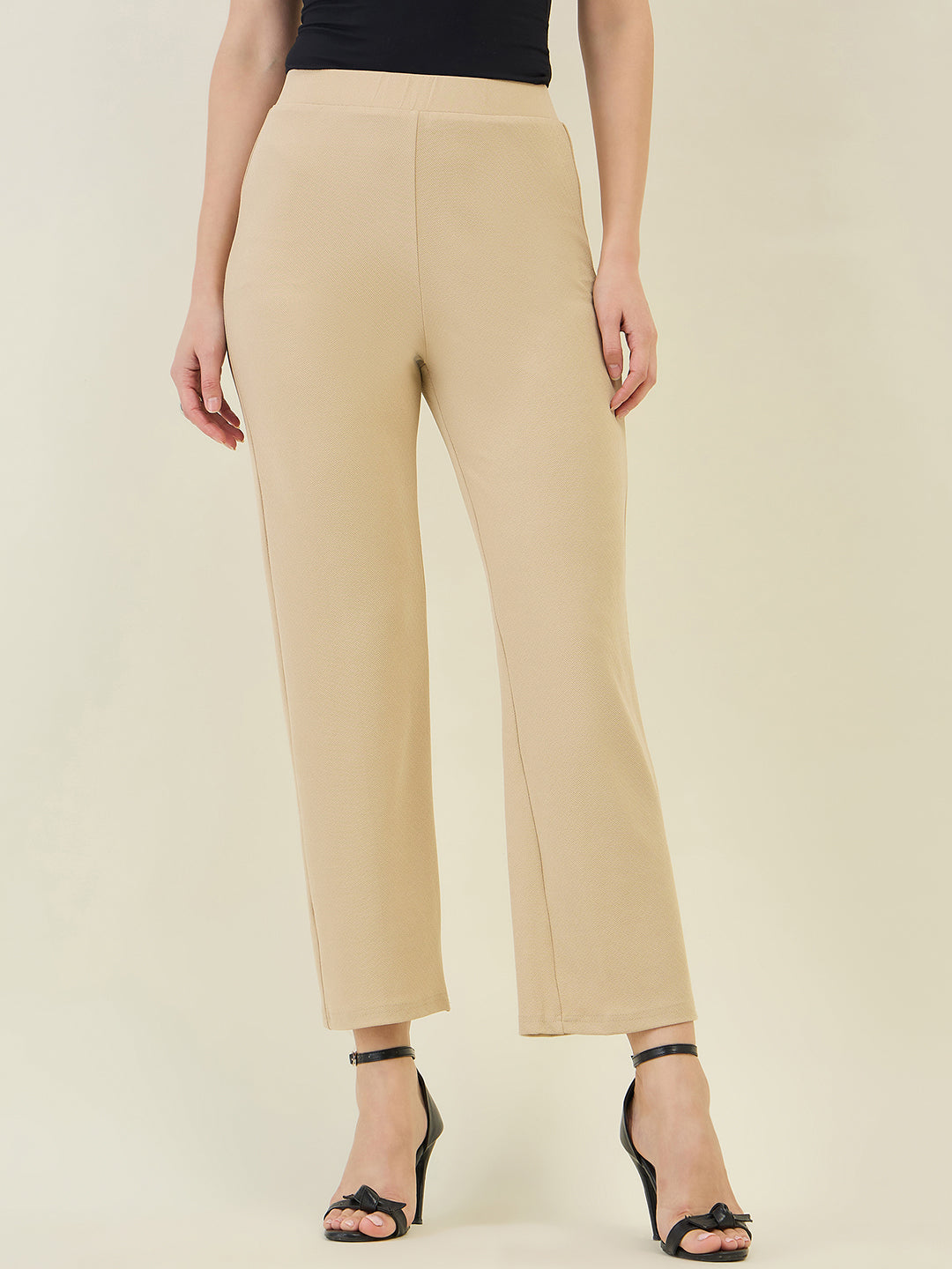 High-Rise Flared Ankle Trousers