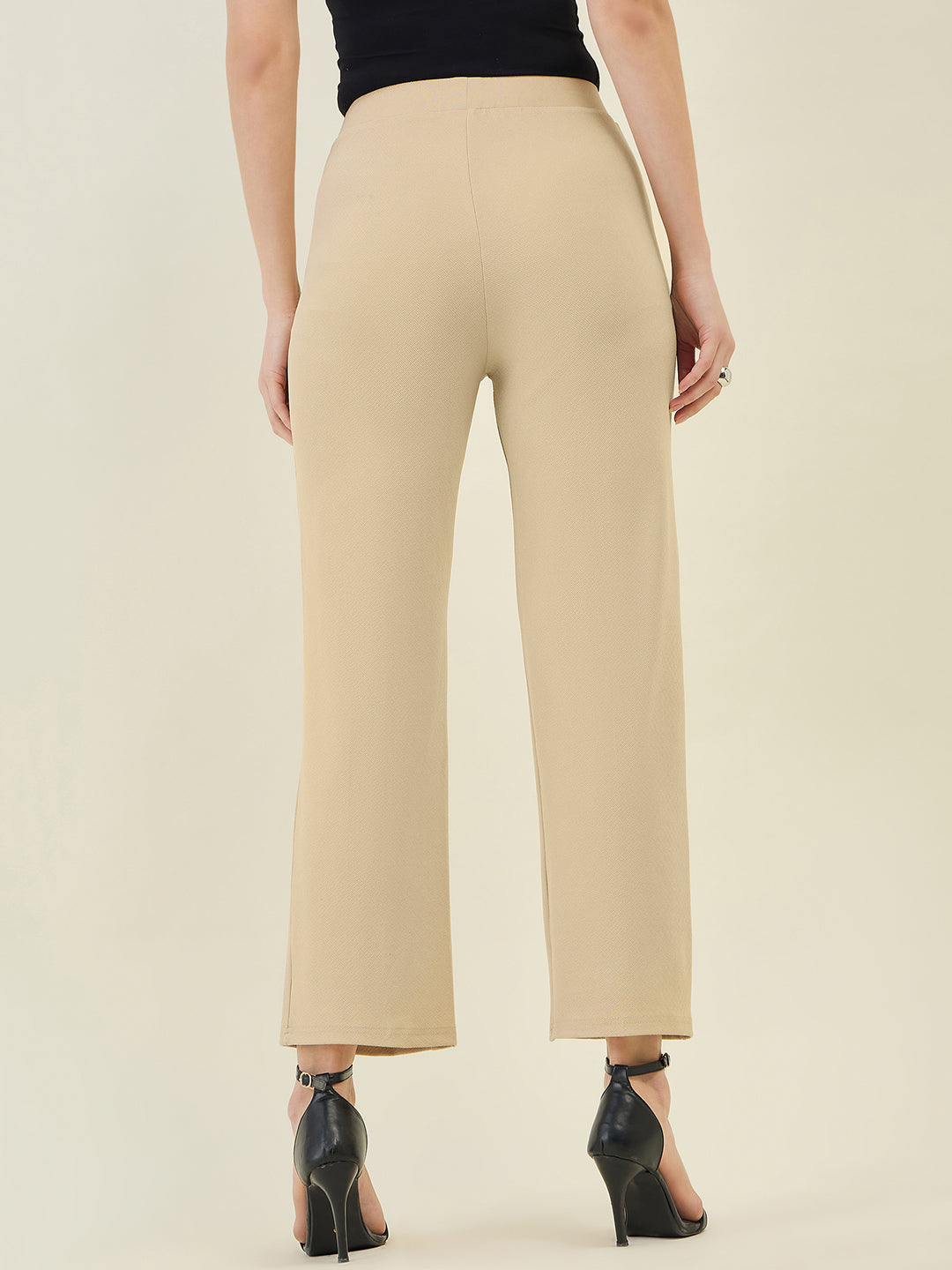 High-Rise Flared Ankle Trousers