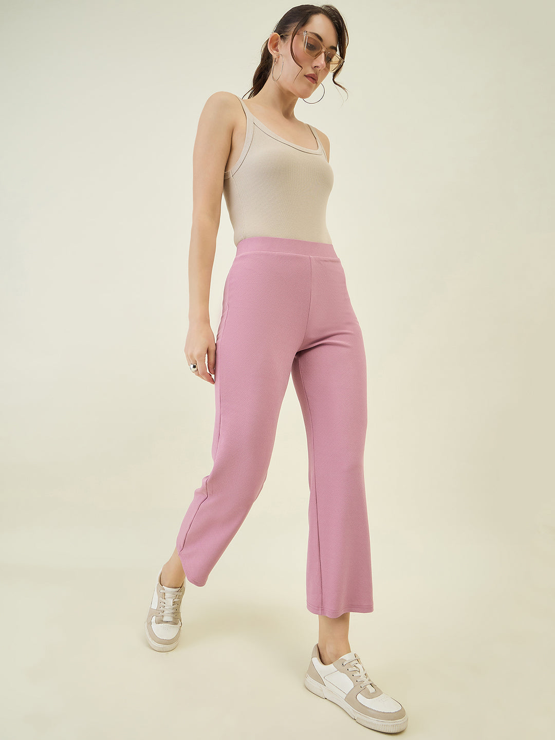 High-Rise Flared Ankle Trousers