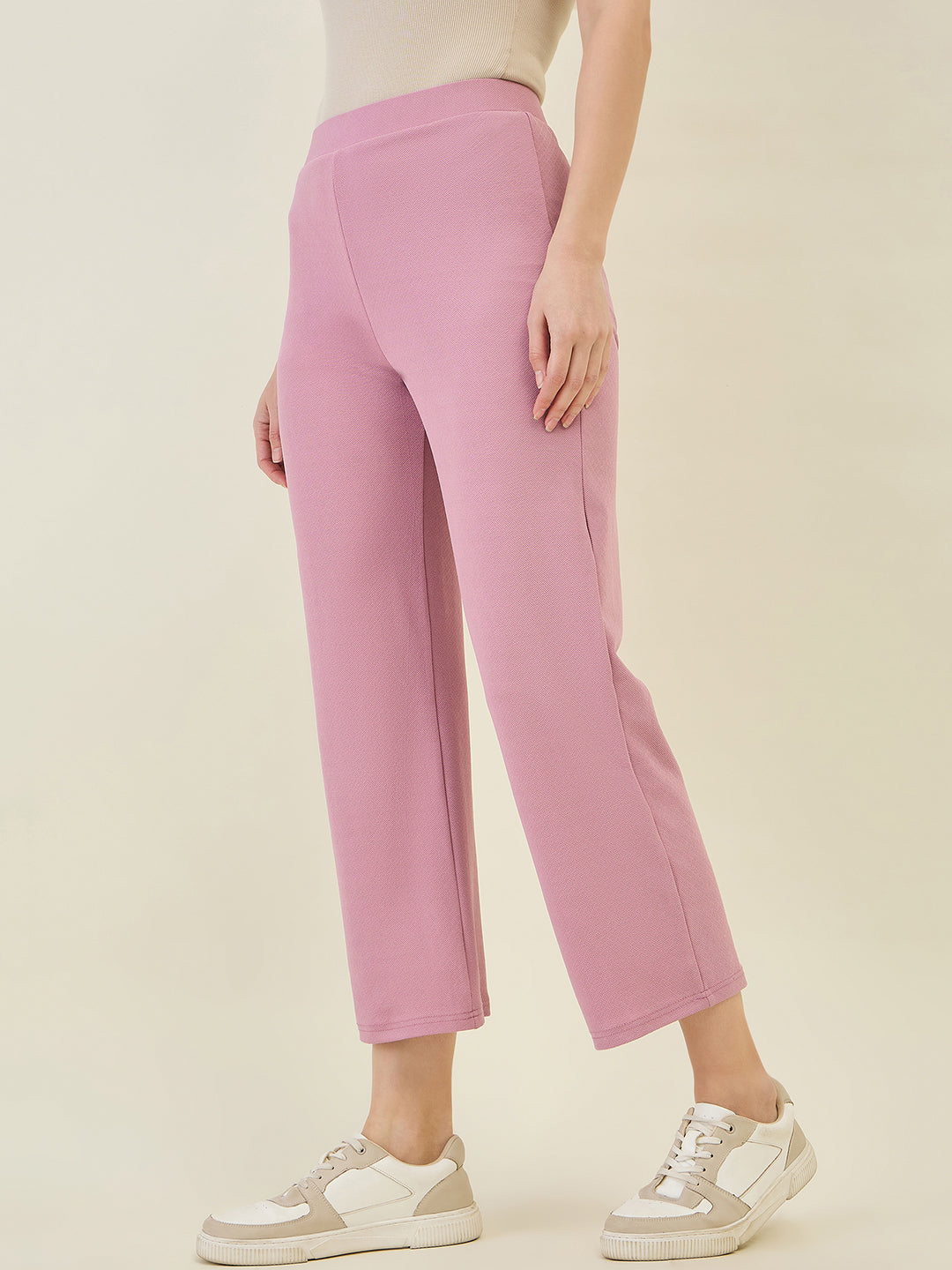 High-Rise Flared Ankle Trousers