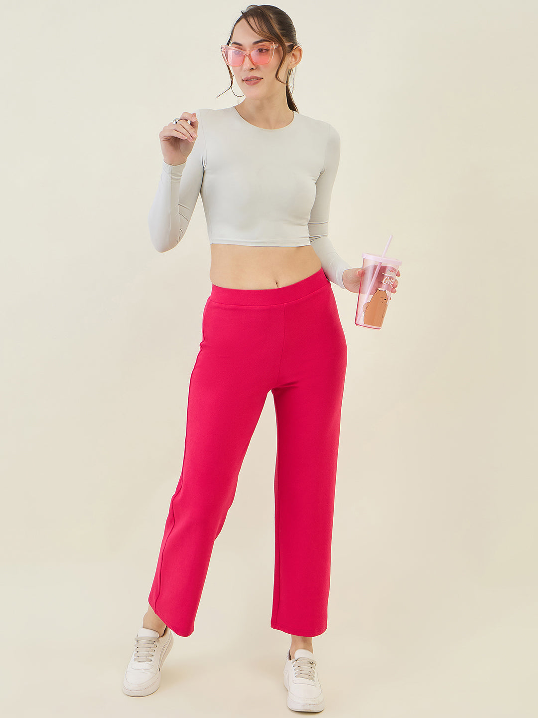 High-Rise Flared Ankle Trousers