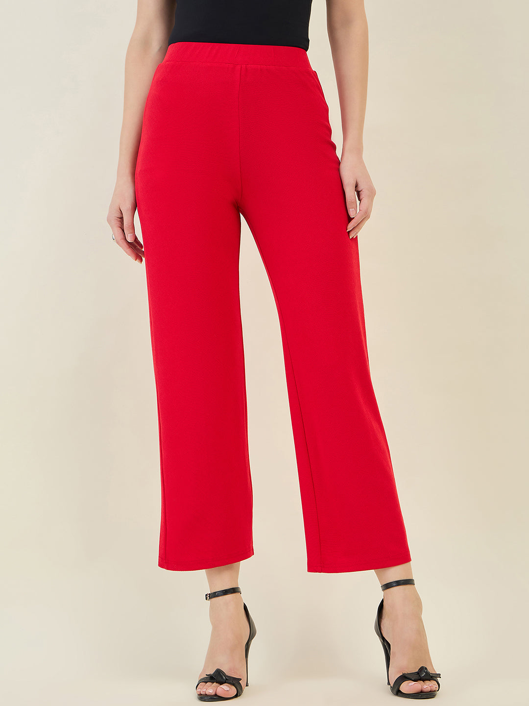 High-Rise Flared Ankle Trousers