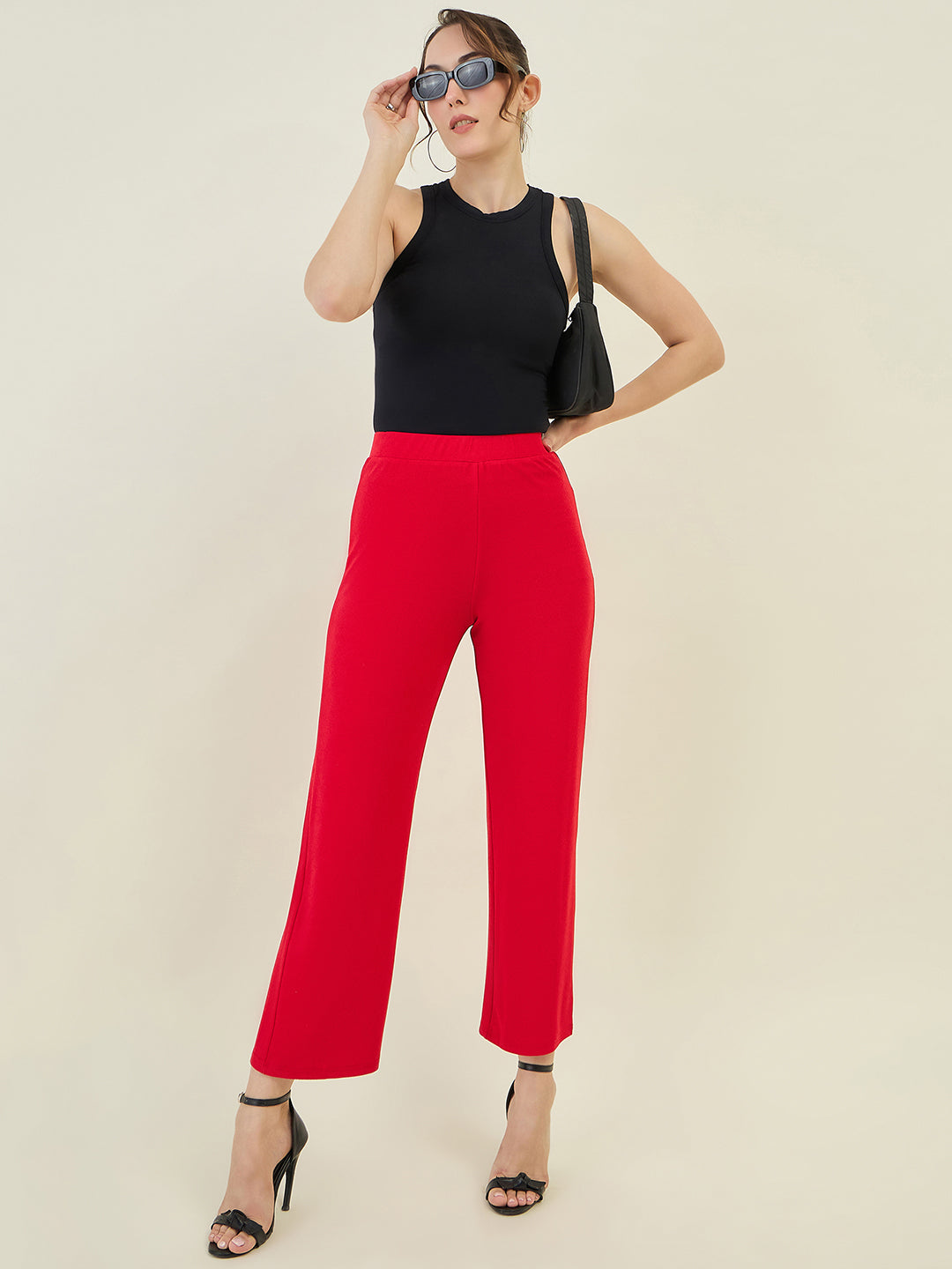 High-Rise Flared Ankle Trousers