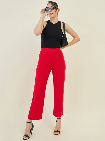 High-Rise Flared Ankle Trousers