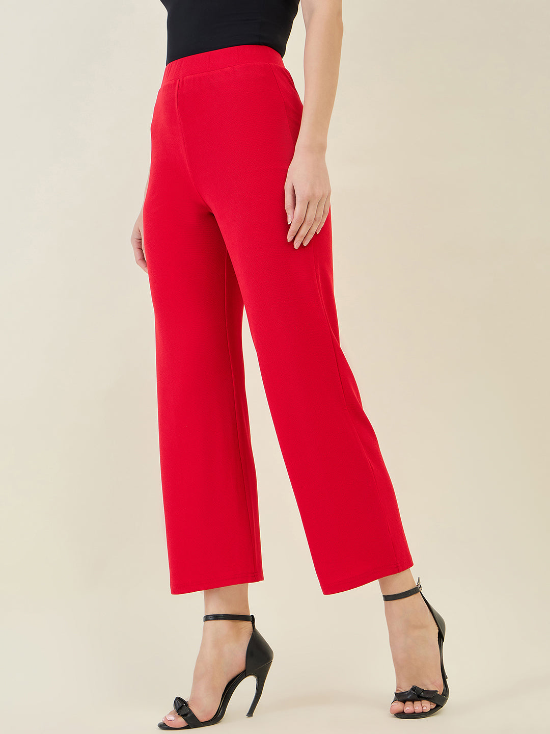 High-Rise Flared Ankle Trousers
