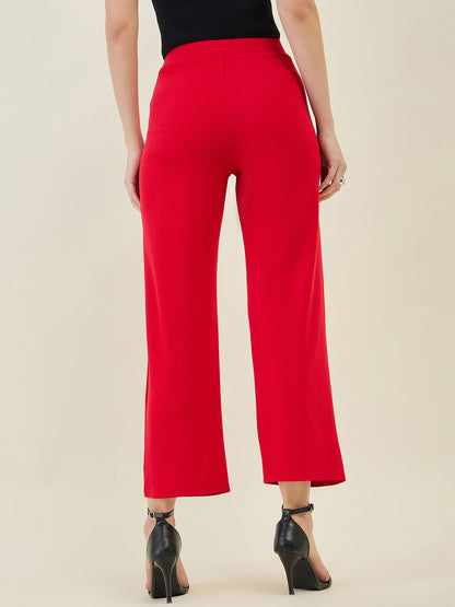 High-Rise Flared Ankle Trousers