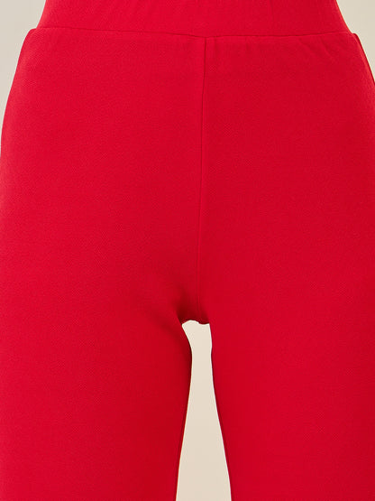 High-Rise Flared Ankle Trousers