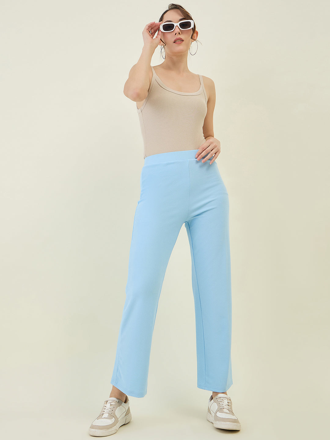 High-Rise Flared Ankle Trousers