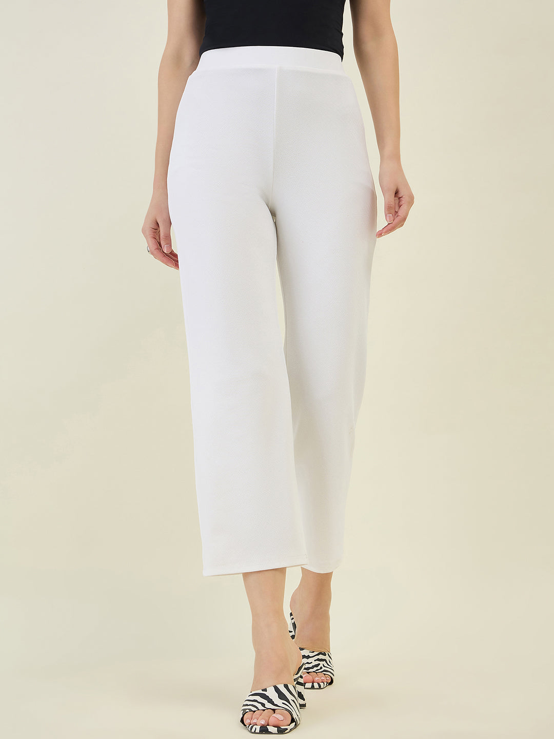High-Rise Flared Ankle Trousers