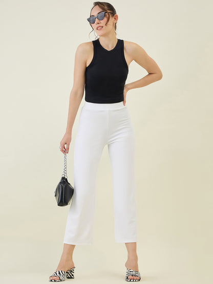 High-Rise Flared Ankle Trousers