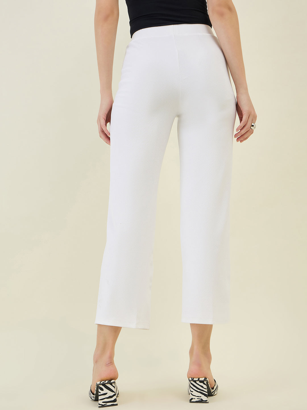 High-Rise Flared Ankle Trousers