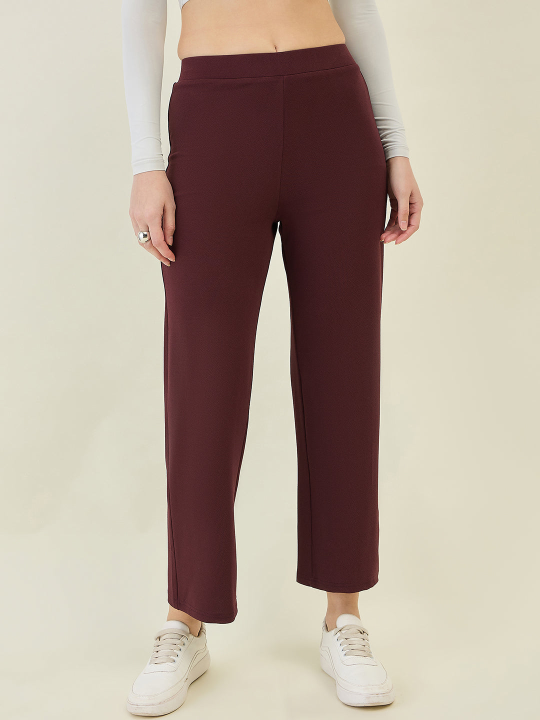 High-Rise Flared Ankle Trousers